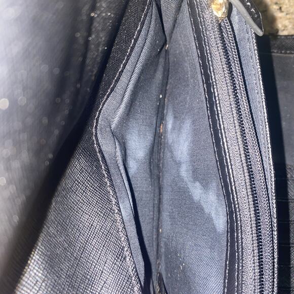 Fossil Black Leather Wallet Zip Compartment Brass Pebbled Issue NO. 1954 - Picture 6 of 7